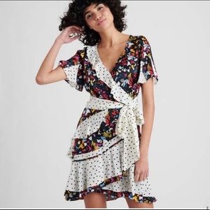 NWT Tanya Taylor Bianka Combo Silk Wrap Dress